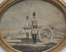 Load image into Gallery viewer, 18th.Century Watercolour Drawing Austrian Soldiers Guarding Artillery Circa.1770
