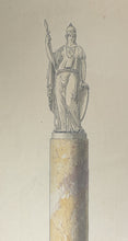 Load image into Gallery viewer, Spanish School 18th.Century Architectural Study Of A Marble Column With A Statue Of Minerva
