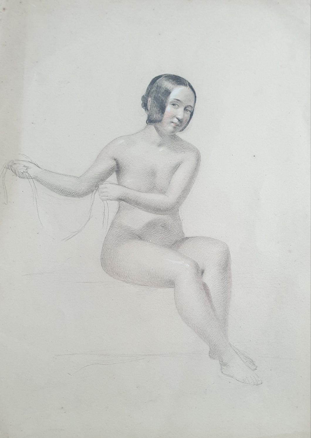 Circle Of William Mulready R.A. British School 19th.Century Pencil And Chalk Figure Study Circa.1840