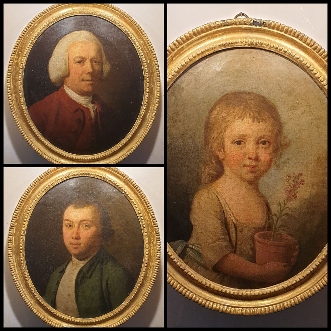 Edward Penny R.A. 18th.Century British School A Group Of Oval Portraits Three Members Of The Burgoyne Family Circa.1770