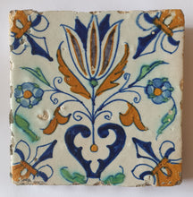 Load image into Gallery viewer, 17th.Century Dutch Polychrome Delftware Tulip Heart Tile Circa.1640

