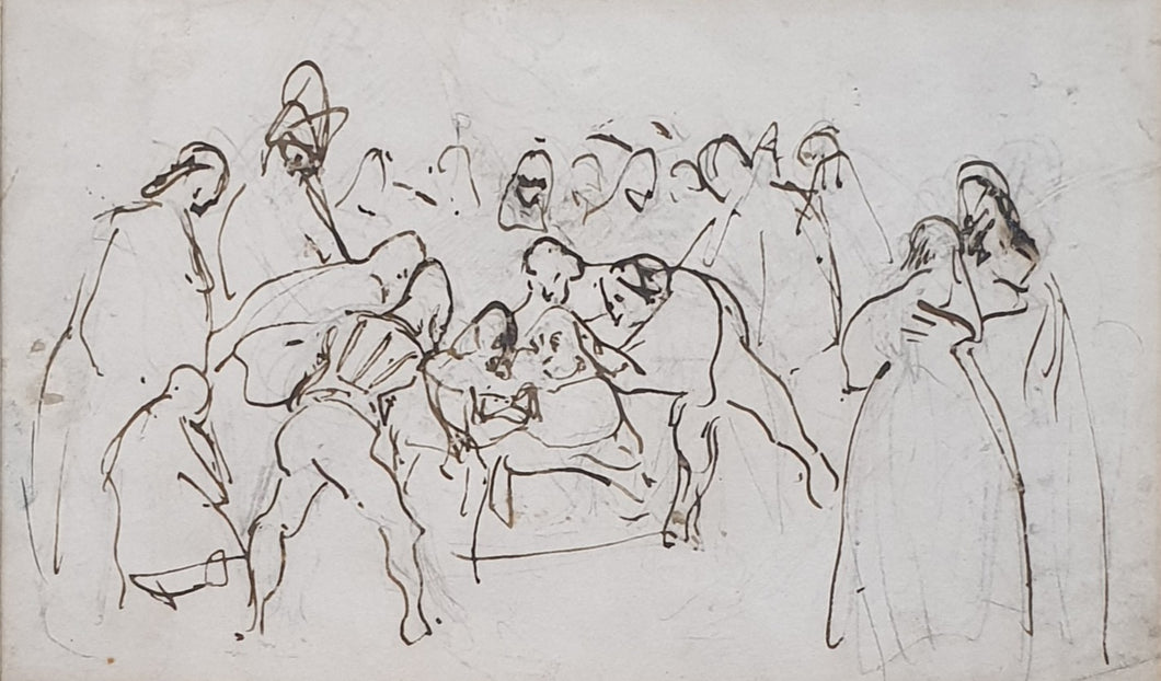 Sir David Wilkie R.A. Early 19th.Century Pen And Ink Compositional Study