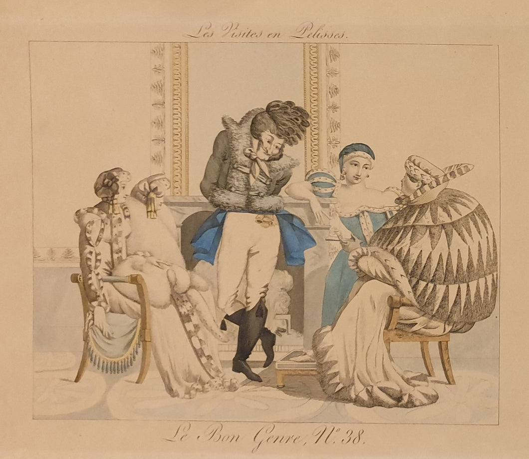 Les Visites En Pelisses Early 19th.Century French Fashion Satire Circa.1817