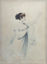 Load image into Gallery viewer, Madame Catalani The Celebrated Opera Singer Early 19th.Century Colour Printed Stipple Engraving After Adam Buck 1807
