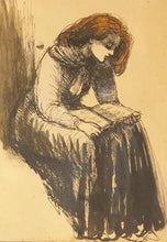 Load image into Gallery viewer, Hanna Nagel Early 20th.Century German Realist School Pen And Ink Study Of A Young Woman Reading
