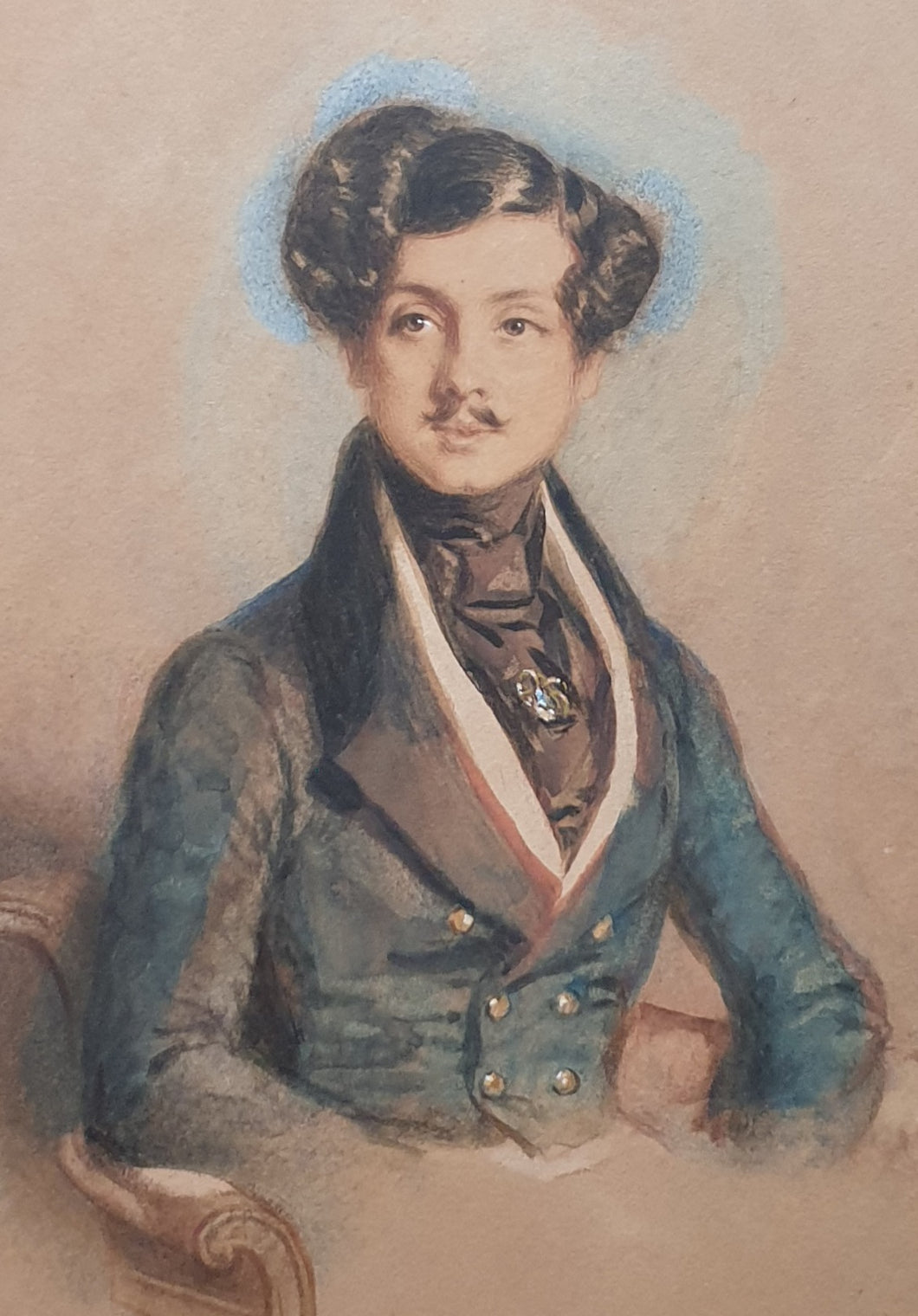 Alfred Edward Chalon R.A. Watercolour Portrait Of A Gentleman Circa.1830