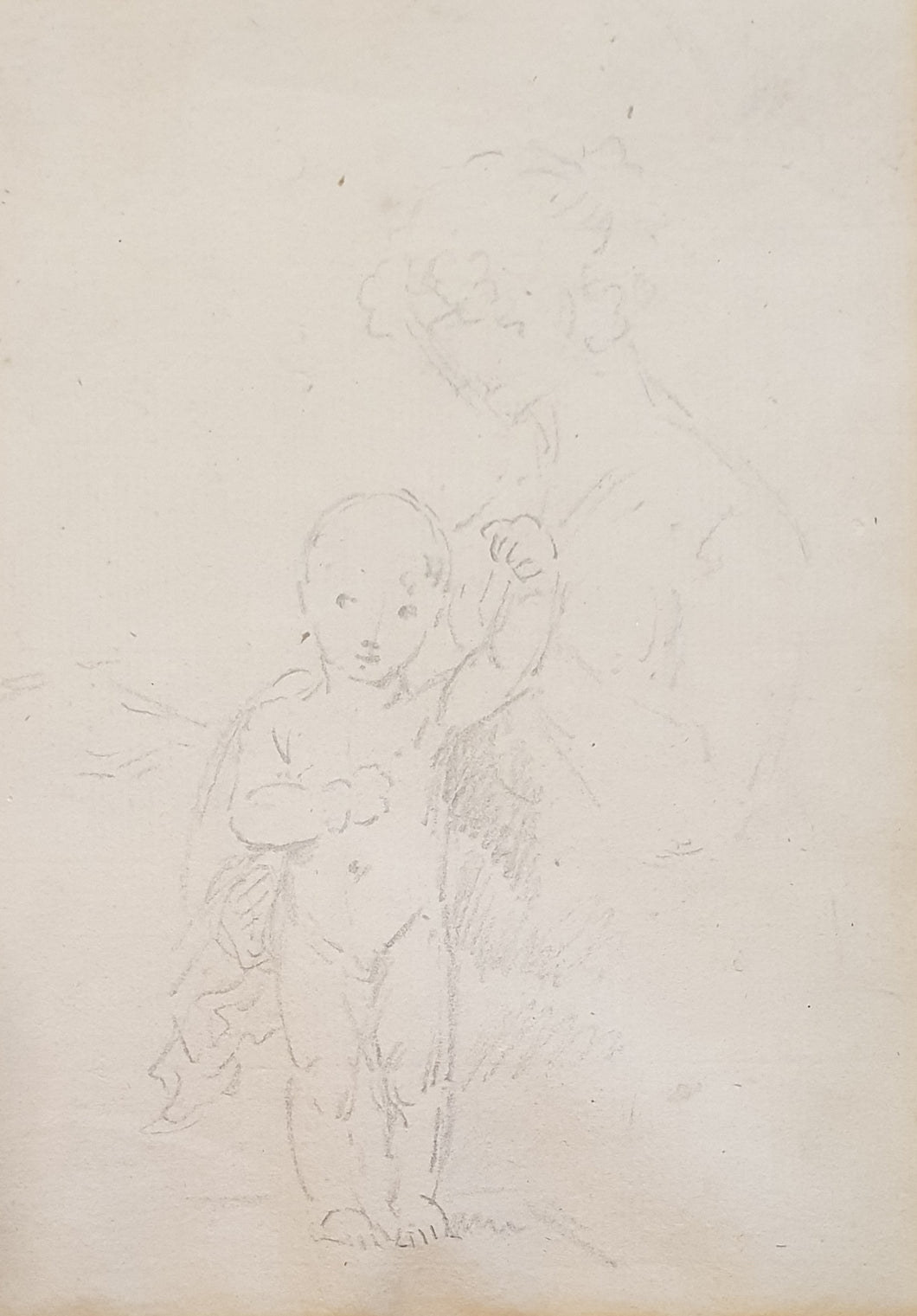 Benjamin West P.R.A 18th.Century Pencil Study Of Mother And Child