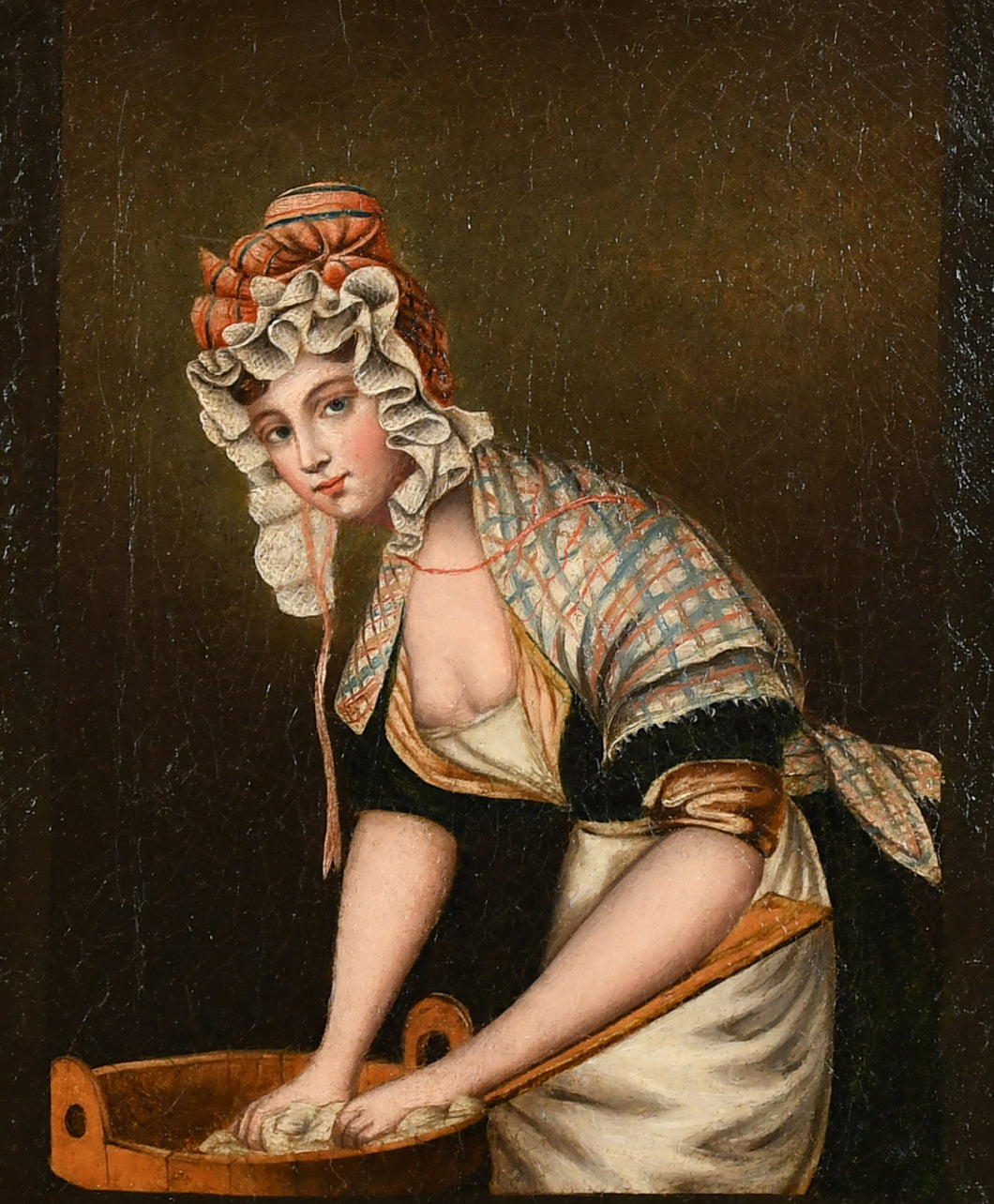 English School Early 19th.Century Oil On Canvas The Pretty Washerwoman Circa.1828