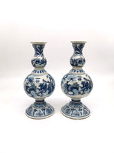 Load image into Gallery viewer, Pair Of Early 18th.Century Dutch Delftware Double Gourd Vases
