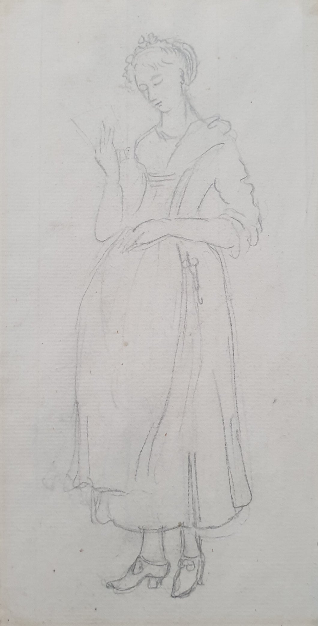 Paul Sandby R.A. Pencil Study Of A Young Woman Reading Circa.1770