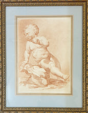 Load image into Gallery viewer, Italian School 18th.Century Red Chalk Drawing Study Of A Putto Holding An Apple
