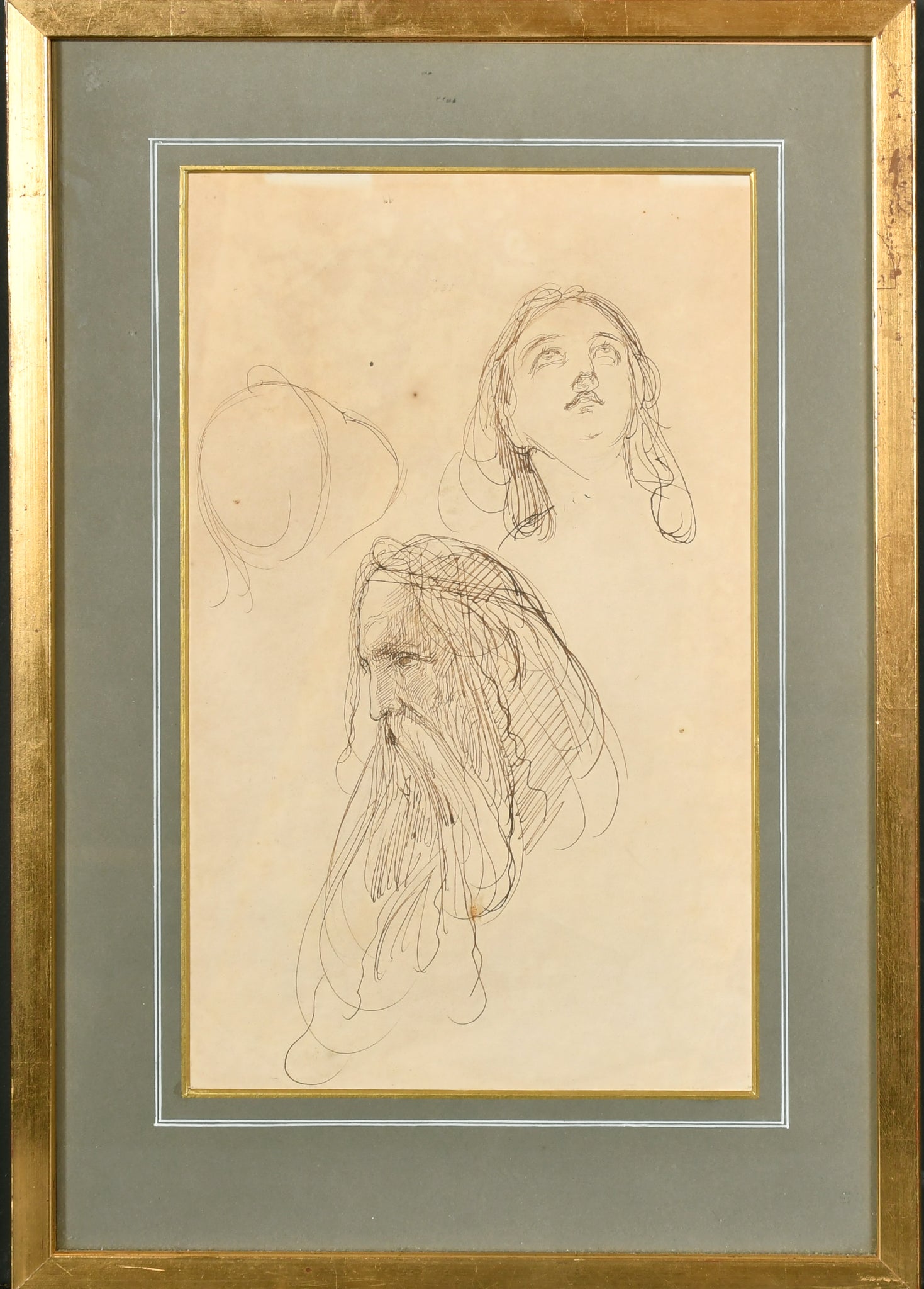 Sir William Boxall R.A. Pen And Ink Drawing Head Studies Circa.1825 ...