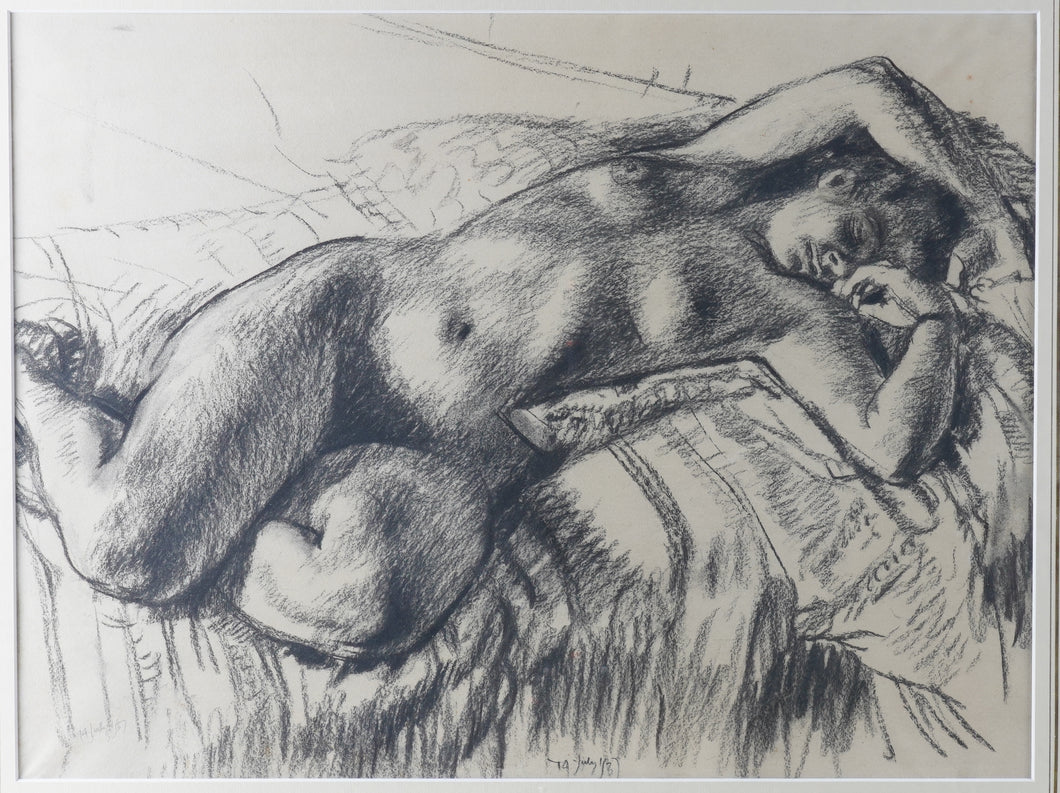 Robert Sargent Austin R.A. Charcoal Drawing Reclining Female Nude 1937